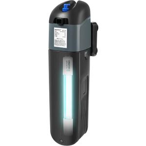 AQUANEAT Aquarium Filter 5W UV Bulb Green Water Killer Submersible Pump Filter 132 GPH for 75 Gallon Fish Tank