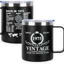 50th Birthday Gifts for Men Women - 1975 50th Birthday Gifts for Him Her - 50 Year Old Birthday Decorations Gift for Men Women Turning 50 Gift Cup - 12oz Vintage Mug