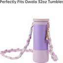 NiHome Accessory Set Compatible with Owala FreeSip 32oz Water Bottle, Includes Hand-Woven Strap, Silicone Ring, Glitter Protective Boot Sleeve, and Straw Plug, Non-Slip Anti-Scratch Base, Pink