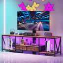 63" W TV Stand with Mount for 55,65,75" TV,Entertainment Center with Power Outlet&Led Lights,Height Adjustable TV Console Table with Open Storage Shelves&Fabric Drawers (Rustic Brown, 63W)