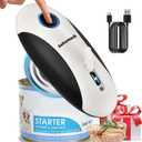 Rechargeable Electric Can Opener for Seniors, Hands Free Safety Automatic Can Opener with Smooth Edge for Left Handed and Arthritic Users, Fits Most Kitchen Cans and the Ideal Gift (Black/White)