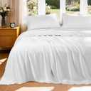 Luxury Mulberry Silk Modal Queen Size Sheet Set 4pc, Ultra Breathable & Cooling Bed Sheets for Hot Sleepers, Hotel Luxury Silky Bedding Sheets, 16" Deep Pocket(Queen,White)