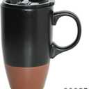 Bosmarlin Ceramic Travel Coffee Mug with Handle and Lid, 18 oz, Portable Coffee Cup for Car Cup Holder, Microwave and Dishwasher Safe (Black)