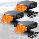 Datanly 3 Pack 150W Portable Car Heater Plug into Cigarette Lighter 2 in 1 Car Heater Defroster Windshield Defrosters 360 Degree Rotation Fast Heating Defroster Demister for Cars SUV Trucks (Grey)