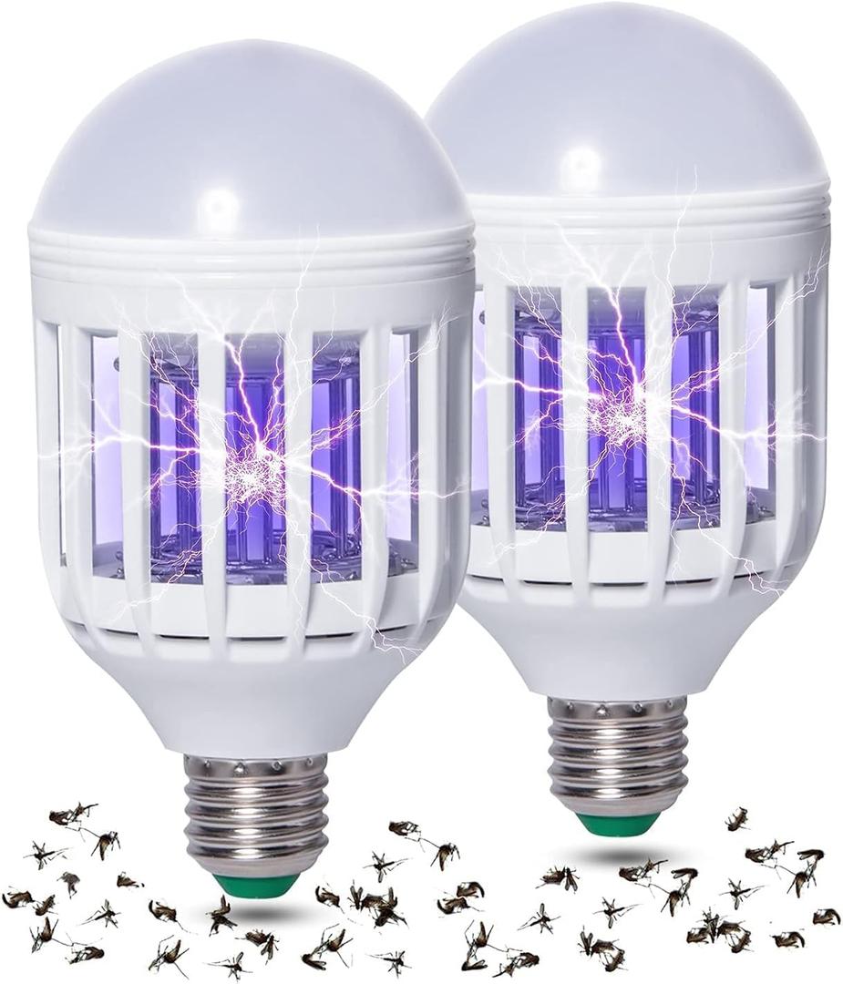 2 Pack Bug Zapper Light Bulb 2 in 1 LED Electronic Light Trap for Fruit Flies, Mosquito, Bug, Insect and Fly Control Killer - Traps