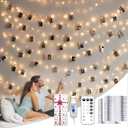 Teen Girl Gifts Trendy Stuff: Aesthetic 40Ft 120LED Hanging Picture Fairy Lights with 50 Clips - 8 Modes & Timer, Waterproof - Trendy Teenager Girl Gift for Birthday Christmas, Dorm Bedroom Wall Dcor (USB-Warm White)