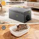 3-in-1 Cat Litter Box Enclosure with Odor Control, Multi-Functional Hidden Litter Box Furniture Bench, Dog Proof, Space-Saving Ottoman Cabinet with Flip-Up Lid, Storage Footrest, Dark Grey, L