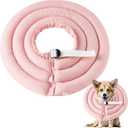 Soft Dog Cone Collar - Adjustable Comfy Recovery Cone for Medium Dogs After Surgery to Stop Licking, Waterproof Elizabethan Protective Neck Donut Collar Alternative for Pet Cat Puppy (Pink, M)