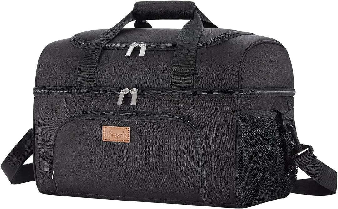 Lifewit Large Cooler Bag Insulated Lunch Bag Lightweight Portable Cool Bag Double Layer for Picnic, Beach, Work, Trip (48-can, Black)