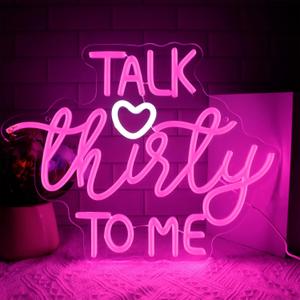 Talk Thirty To Me Neon Sign, Dimmable LED 30th Birthday Neon Sign for Wall Decor, 30th Birthday Decorations for Her Gifts, USB Neon Sign for Birthday Anniversary Home Wall Decor Party Wall 6.1"L x 15.7"W