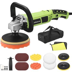 Buffer Polisher, 1600W 6 Inch/7 Inch Rotary Car Buffer Polisher Wax, 7 Variable Speed 1600-3500 RPM, Car Buffers and Polisher for Car, Boat Sanding and Polisher
