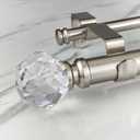 Double Curtain Rod Set:1-1/8 Inch Diameter Luxury Silver Curtain Rods, 72-144 Inches Adjustable Silver Drapery Rod with Crystal-clear Faceted Finials for 1 Pack