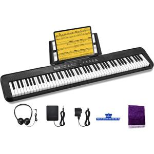 88 Key Digital Piano, Semi Weighted Electronic Keyboard Piano with Music Stand, Power Supply, Sustain Pedal, Bluetooth, MIDI, for Beginner Professional at Home, Stage (Black)