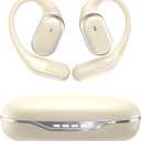 Open Ear Headphones, Bluetooth 5.4 Wireless Earbuds, 40H Playtime IPX6 Waterproof, Lightweight Ear Hook for Sports, Safe Driving, All-Day Comfort, Secure Fit (Ivory)