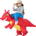 YEAHBEER Inflatable Dinosaur Costume for Kids, T-Rex Fancy Dress Halloween Blow up Costumes Kids Dinosaur Costume, Blow up T-Rex Funny Fancy Inflatable Costume for Halloween Dress(Red)