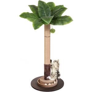 Cat Scratching Post, 35 Inch Tall Cat Scratcher Cat Tree Tower with Hanging Ball for Indoor Cats Adults,Sisal Rope Kitten Scratch with Interactive Mouse Cat Toy