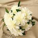 HoYuanFlo 10 Heads Dahlia Fake Flowers Artificial Dahlia Flowers Faux Flowers for Home Wedding Party Office Supplies (White)