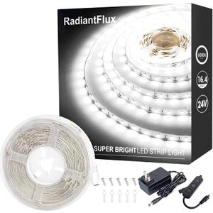 White Led Strip Lights for Bedroom Small Dimmable LED Lights Strip 16.4ft Super Bright Flexible LED Tape Lights Rope Light for for Room Home Decor Luces Leds for Living Room Kitchen Vanity Mirror