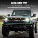 3-PCS LED Grill Lights for Ford Bronco 2021 2022 2023 2024 2/4-Door OEM Grille Lamps Kit Bronco Accessories Fit Badlands Wildtrak & Everglades (Smoked Black)