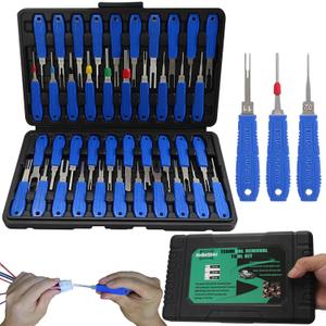 Terminal Removal Tool Kit - 41pcs Electrical Pin Removal Tools Automotive Depinning Tool Kit with Blow-Molded Case for Most Connector, Blue