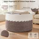 OIAHOMY 90L Blanket Basket for Living Room, Large Basket 23" x 23" x 13" with Handle, Laundry Hamper for Blankets, Pillows, Toy Storage for Kids, Dogs - Brown & White