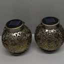 2 Pack Outdoor Solar Hanging Lantern Lights Metal LED Decorative Lamp for Garden Patio Courtyard Lawn and Table with Hollowed-Out Design (Antique Bronze)