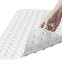 Yanzifly Bathtub Mat - Silicone Soft & Safe Bath Mat with Suction Cups, Anti Slip for Kids & Elderly, Machine Washable - White
