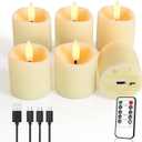 Rechargeable Tea Lights with Timer Control,1.52Electric LED Candles Flickering Warm White for Christmas, Halloween, Home Decor, Wedding,Home Decoration(6pcs
