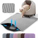 Cat Litter Mat, 24x18 Inches Large Double Layer Honeycomb Cat Litter Trapping Mat, Non Slip Waterproof Urine Proof Cat Litter Box Mat for Floor, Kitty Litter Rug, Cat Supplies, Gray