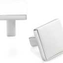 Polished Chrome, Square Kitchen Cabinet Knob ZK2401 | Pack of 10, Modern Pull Handle, Solid Hardware for Drawer, Dresser, Bathroom, Vanity, Furniture Door, Cupboard, Bedroom, Size: 1-1/8 Inch