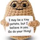 3 x Inspirational Crochet Potato Funny Gifts with Positive Words for Friends Women, Emotional Support Potato, Uplifting College Graduation Gifts, Parties, Christmas Decoration