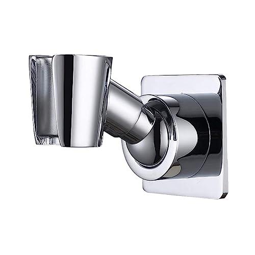 YDmeet Shower Head Holder, Adjustable Handheld Brass Shower Head Bracket, Wall Mount Holder, Drill Free Glue Installation (Polished Chrome)
