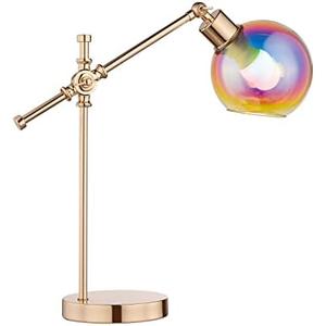 inno casa Table Lamps Swing Arm Desk Lamps with Iridescent Glass Shade and French Gold Finish Stylish Lighting Solution for Office, Bedside, Workbench,and Reading Illumination,Includes LED Bulb