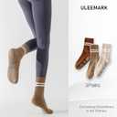 5 x ULEEMARK Womens Pilates Non slip Yoga Socks Dance Gym Exercise Ankle Socks (One Size, 3 Pack Maillard)