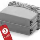 2-Pack Pure Cotton Fitted Sheet Twin Size,Deep Pocket  Cotton Fitted Sheet (2pcs, Twin, Gray)