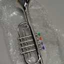Lewtemi Silver Trumpet Musical Instruments Toy for Kid Toddler Fake Plastic Preschool Music Toy Gift Portable Wind Instrument Early Educational Teaching Songs Gifts for Toddlers Children