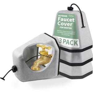 Outdoor Faucet Cover 3 Pack - Thickened Foam Insulated for Winter Freeze Protection, Reusable Hose Bib and Water Spigot Covers for Outside