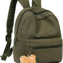 Phaoullzon Teen Girls Mini Backpack Purse Kids Canvas Small Tiny Cute Bag,Olive green