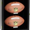 2 Football Case Display Case Wall Mount Full Size Wooden Football Box Memorabilia w/98% UV Acrylic Door Holder Transparent Signed Protective Shelf Black