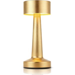 Portable LED Table Lamp, 3-Levels Brightness Metal Desk Lamp,3 Color Touch Control Rechargeable Lamp, Ideal Bedside Lamp for Nightstand,Bedroom, Living Room (Gold)