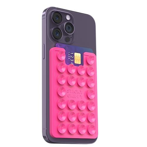 StickyGrippy Suction Card Holder Mount, Phone Wallet, Silicon Adhesive Accessory for iPhone and Android, Hands-Free Mirror Shower Holder, TikTok Videos and Selfies (Pink) SG2
