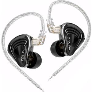 KZ ZSX Pro – 5BA+1DD 6 Driver Hybrid in-Ear HiFi Earphones, in Ear Earbuds, in-Ears Headphones for Audiophile Musicians (Without mic, Black)