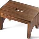 Wooden Step Stool, 9in One Step Stool for Adults, Wooden Beside Step Platform with 550 Load Capacity, Heavy Duty/Portable/Nonslip/Durable Construction Safe Step Support for Bedroom/Home Kitchen (Rich Walnut)