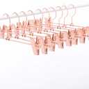 13 Inch 20 Pack Heavy Duty Rose Gold Copper Stainless Steel Slack Hanger, Pants Hanger, Skirt Hanger with Adjustable Clips (Rose Gold, 20)