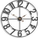 Sorbus 32-Inch Large Wall Clock  Decorative Black Metal Clock with Gold Hands  Silent, Battery Operated, Modern Wall Decor for Living Room, Kitchen, or Office  Great Gift for Housewarming or Office