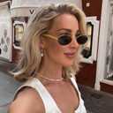 Dollger Retro Oval Sunglasses for Women Men Vintage Trendy 90s Gold Metal Frame Sun Glasses UV400 Protection Black Shades