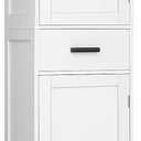 usikey 67'' Tall Bathroom Cabinet, Storage Cabinet with 4 Shelves & 2 Doors, Narrow Storage Cabinets for Bathroom, Living Room, Home Office, White, 72''h