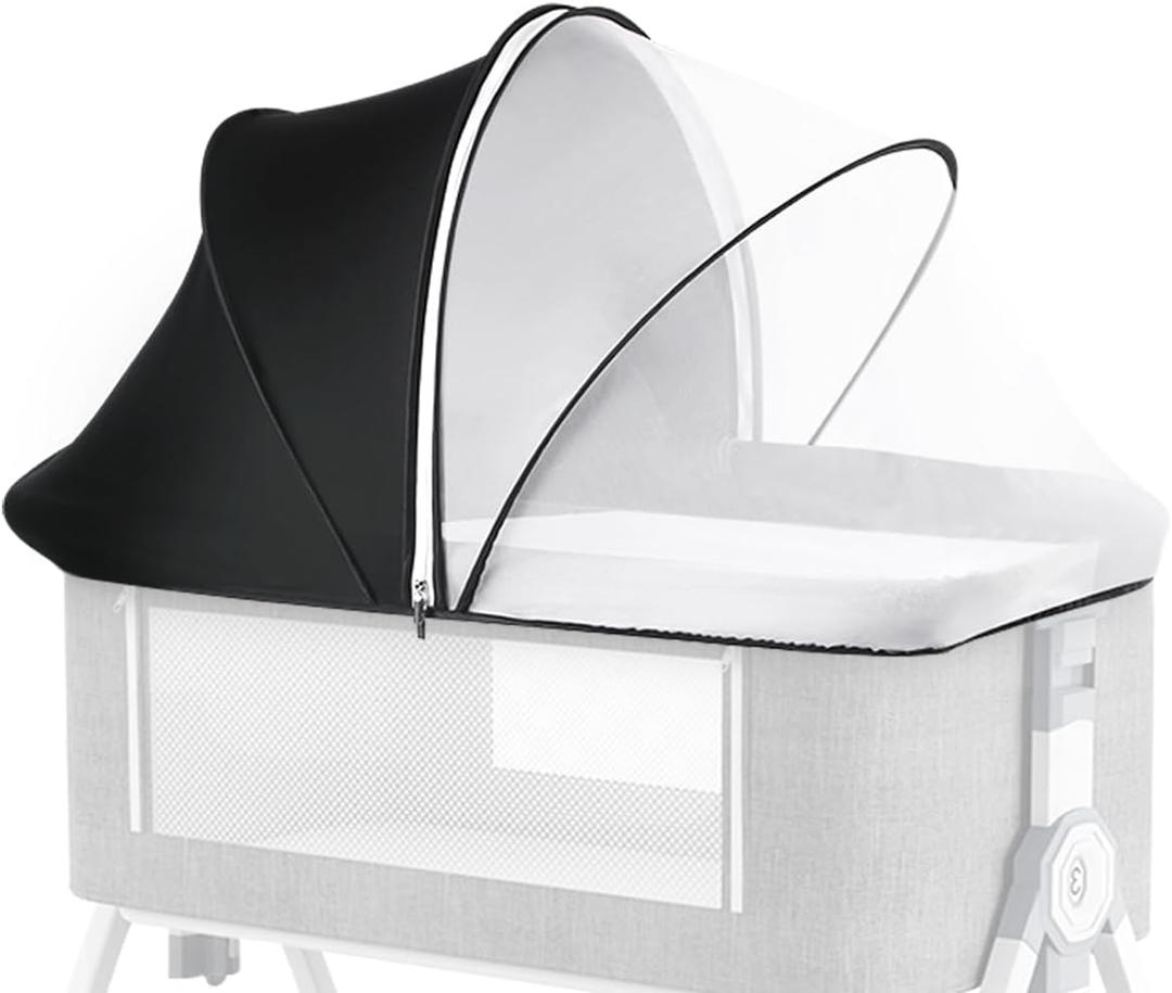 Bassinet Cover for Baby, Mosquito Net to Block Light, Breathable Bug Net Cover for Bedside Sleeper, Bassinet Tent Canopy with 2-Way Zipper to Keep Cats Out