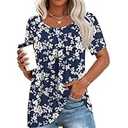 Womens Summer Tops Casual Shirts Pleated Tunic, Size L