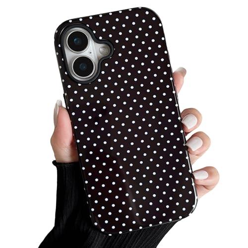 ZTOFERA Magnetic Case for iPhone 16, Polka Dot Phone Case Cute for Girl Women, Compatible with Magsafe, Hard PC+Soft TPU Protective Phone Cover for iPhone 16-Black